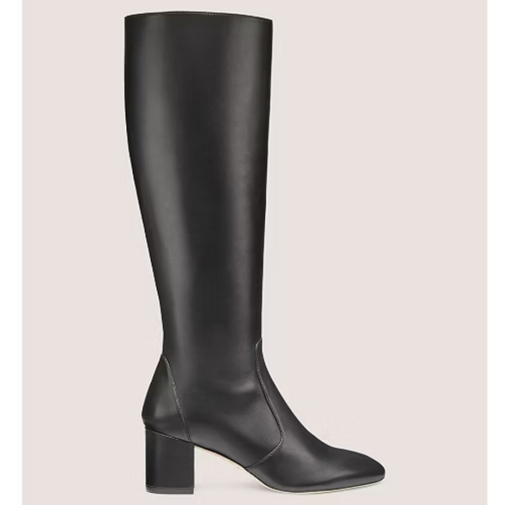 Stuart Weitzman Yuliana 60 Knee-High Zip Leather Boot - Black